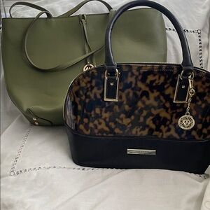 Anne Kline Black, Brown Satchel/ Crossbody & Green Tote Bag NWOT